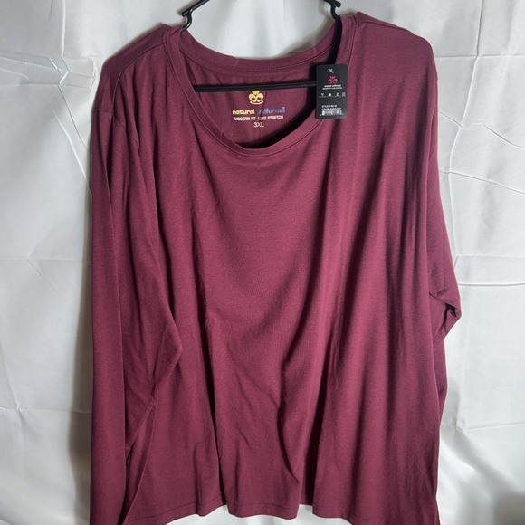 Natural Uniforms Tops - Natural Uniforms Modern Fit Luxe Stretch Size 3xl Long Sleeve Burgandy Shirt